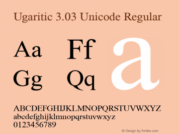 Ugaritic 3.03 Unicode Regular Version 3.030 Font Sample