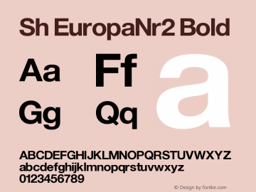 Sh EuropaNr2 Bold Version 001.001 Font Sample