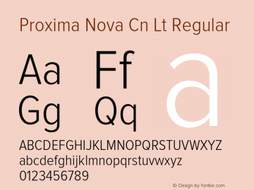 Proxima Nova Cn Lt Regular Version 1.001 2005 Font Sample