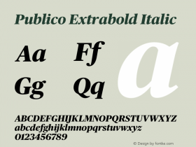 Publico Extrabold Italic Version 1.000;PS 001.001;hotconv 1.0.38 Font Sample