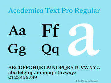 Academica Text Pro Regular Version 1.000 2007 initial release图片样张