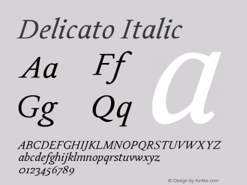 Delicato Italic Version 001.001 Font Sample