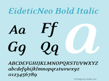 EideticNeo Bold Italic 001.000 Font Sample