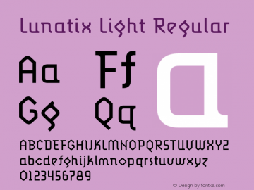 Lunatix Light Regular 001.000 Font Sample