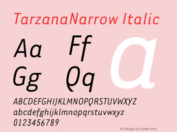 TarzanaNarrow Italic 001.000 Font Sample