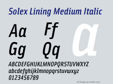 Solex Lining Medium Italic 001.000 Font Sample