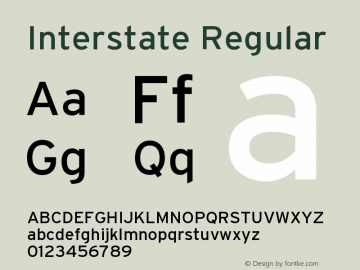 Interstate Regular Version 001.000 Font Sample