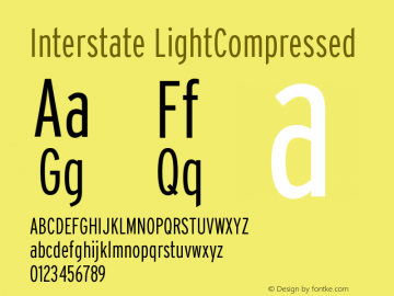 Interstate LightCompressed Version 001.000 Font Sample