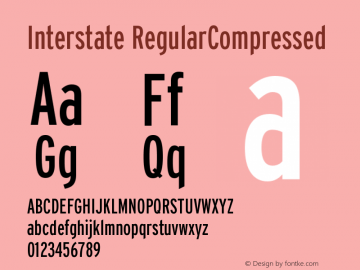 Interstate RegularCompressed Version 001.000 Font Sample