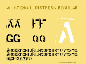 AL Stencil Distress Regular Version 1.00 November 28, 2005, initial release Font Sample