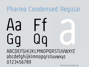 Pharma Condensed Regular Version 001.000 Font Sample