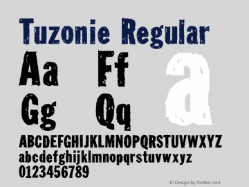 Tuzonie Regular Version 2.282 2006 Font Sample