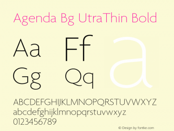Agenda Bg UtraThin Bold Version 1.000;PS 001.000;hotconv 1.0.38 Font Sample