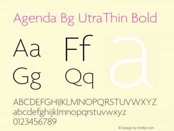 Agenda Bg UtraThin Bold Version 1.000;PS 001.000;hotconv 1.0.38图片样张