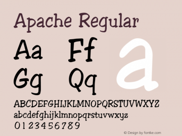 Apache Regular Version 4.0 Font Sample