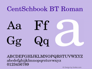 CentSchbook BT Roman Version 1.01 emb4-OT Font Sample