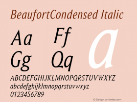 BeaufortCondensed Italic Version 001.000图片样张