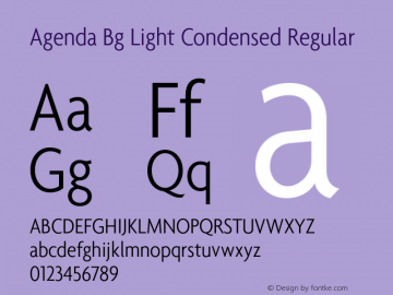 Agenda Bg Light Condensed Regular 001.000 Font Sample