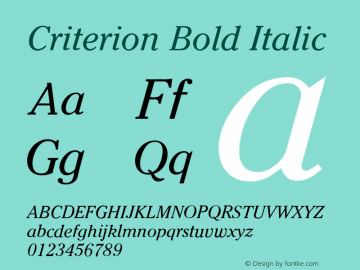 Criterion Bold Italic Version 4.0 Font Sample