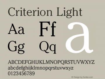 Criterion Light Version 4.0 Font Sample