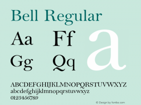 Bell Regular Version 4.00 April 13, 2007 Font Sample