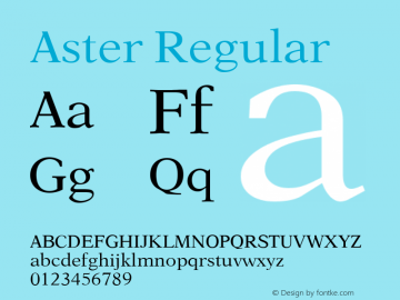 Aster Regular Version 4.00 April 13, 2007 Font Sample