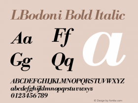 LBodoni Bold Italic Version 4.00 April 13, 2007 Font Sample