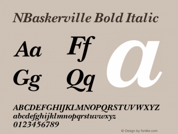 NBaskerville Bold Italic Version 4.00 April 13, 2007 Font Sample