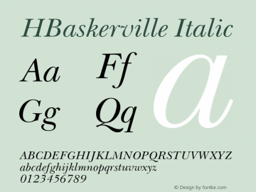 HBaskerville Italic Version 4.00 April 13, 2007图片样张