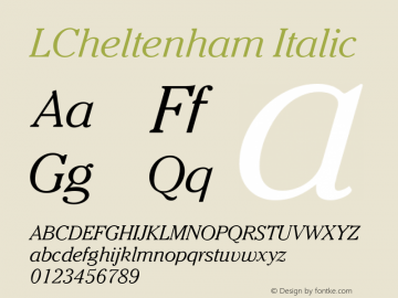 LCheltenham Italic Version 4.00 April 13, 2007 Font Sample