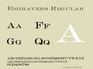 Engravers Regular Version 4.00 April 15, 2007 Font Sample