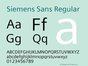 Siemens Sans Regular Version 1.000;PS 5.00;hotconv 1.0.38 Font Sample