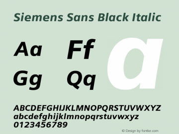 Siemens Sans Black Italic Version 1.000;PS 5.00;hotconv 1.0.38图片样张