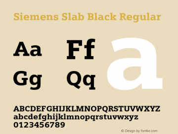 Siemens Slab Black Regular Version 1.000;PS 5.00;hotconv 1.0.38 Font Sample