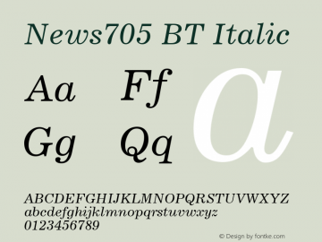 News705 BT Italic mfgpctt-v4.4 Dec 14 1998图片样张