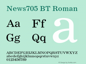 News705 BT Roman mfgpctt-v4.4 Dec 14 1998 Font Sample