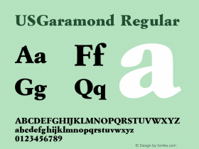 USGaramond Regular Version 4.00 April 15, 2007 Font Sample