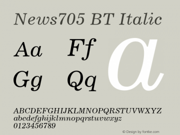 News705 BT Italic Version 2.001 mfgpctt 4.4图片样张