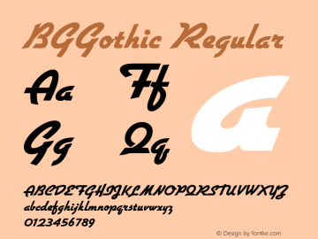 BGGothic Regular Version 4.00 April 15, 2007图片样张