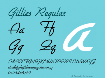 Gillies Regular Version 4.00 April 15, 2007 Font Sample