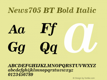 News705 BT Bold Italic Version 2.001 mfgpctt 4.4图片样张