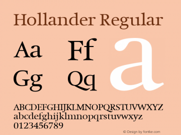 Hollander Regular Version 4.0 Font Sample