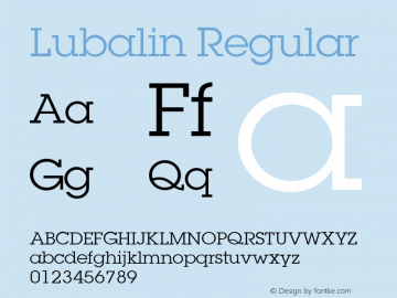 Lubalin Regular Version 4.00 April 17, 2007 Font Sample