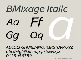 BMixage Italic Version 4.00 April 19, 2007图片样张