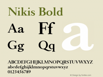 Nikis Bold Version 4.00 April 19, 2007 Font Sample
