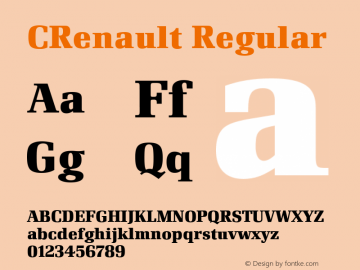 CRenault Regular Version 4.00 April 23, 2007 Font Sample