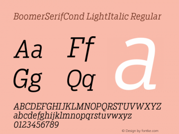 BoomerSerifCond LightItalic Regular Version 1.0图片样张