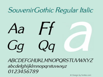 SouvenirGothic Regular Italic Version 4.0 Font Sample