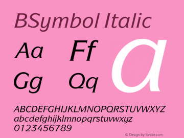 BSymbol Italic Version 4.00 April 24, 2007图片样张