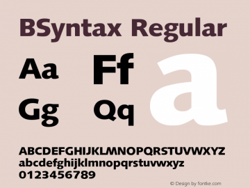 BSyntax Regular Version 4.00 April 24, 2007 Font Sample